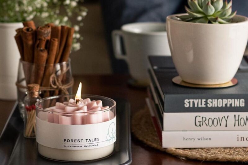 Scented candles burning in a cozy home