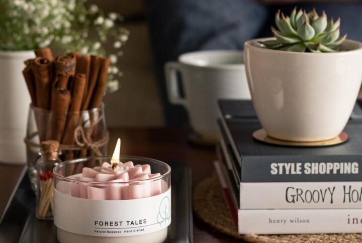 Scented candles burning in a cozy home