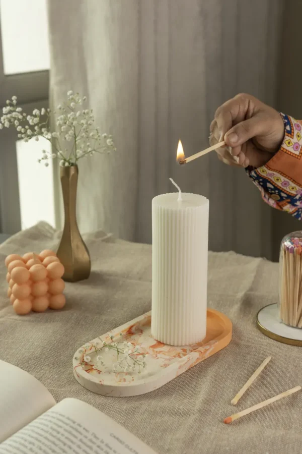 Ribbed Pillar Candle - Image 3