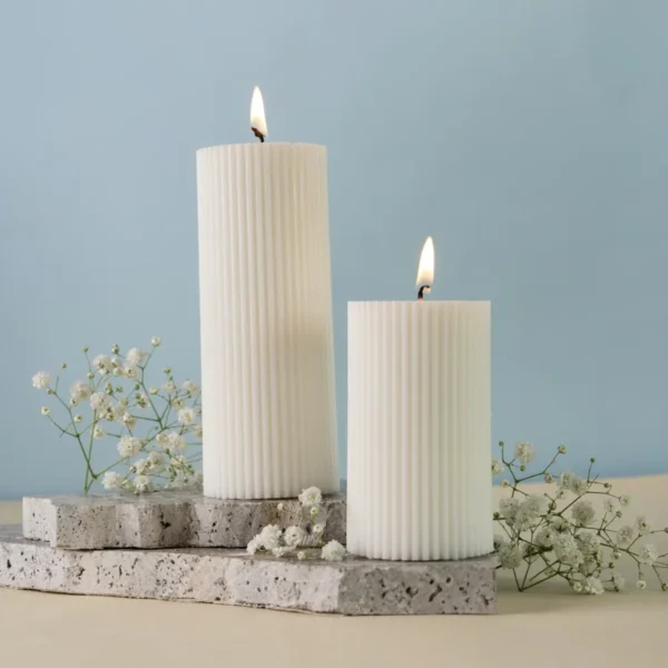 Ribbed Pillar Candle - Image 2