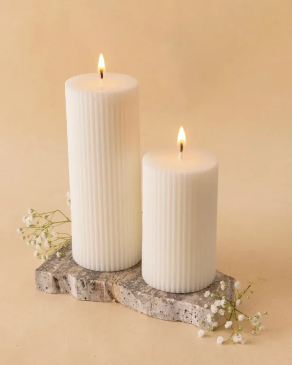 Ribbed Pillar Candle