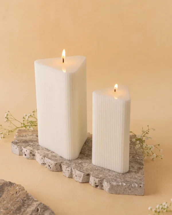 Ribbed Triangular Pillar Candle
